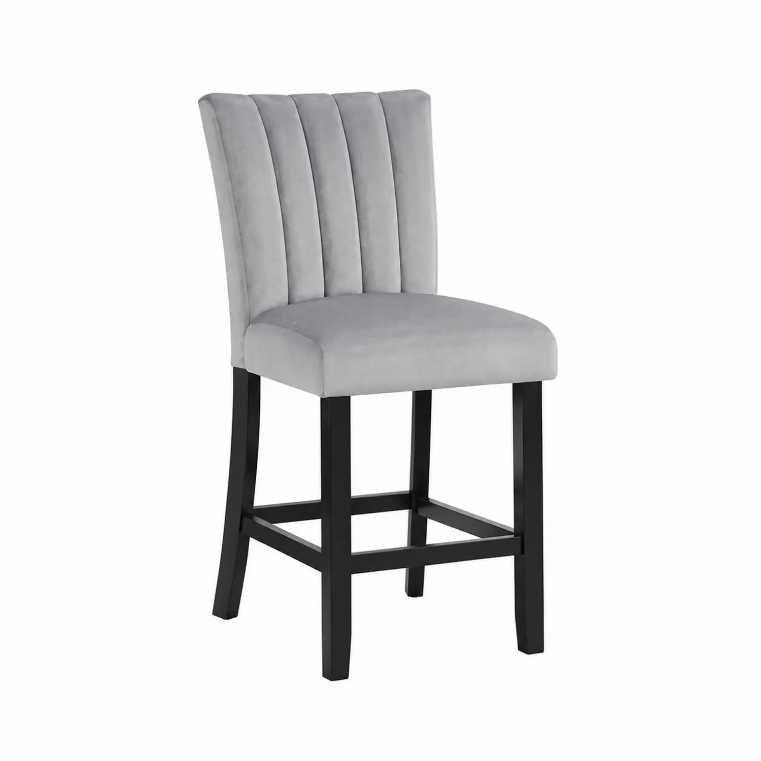 Chaise de bar en bois et velours gris