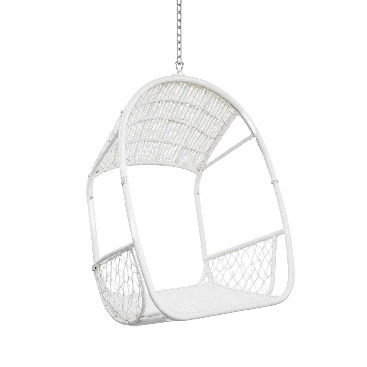Chaise suspendue ovale en résine tressée blanc