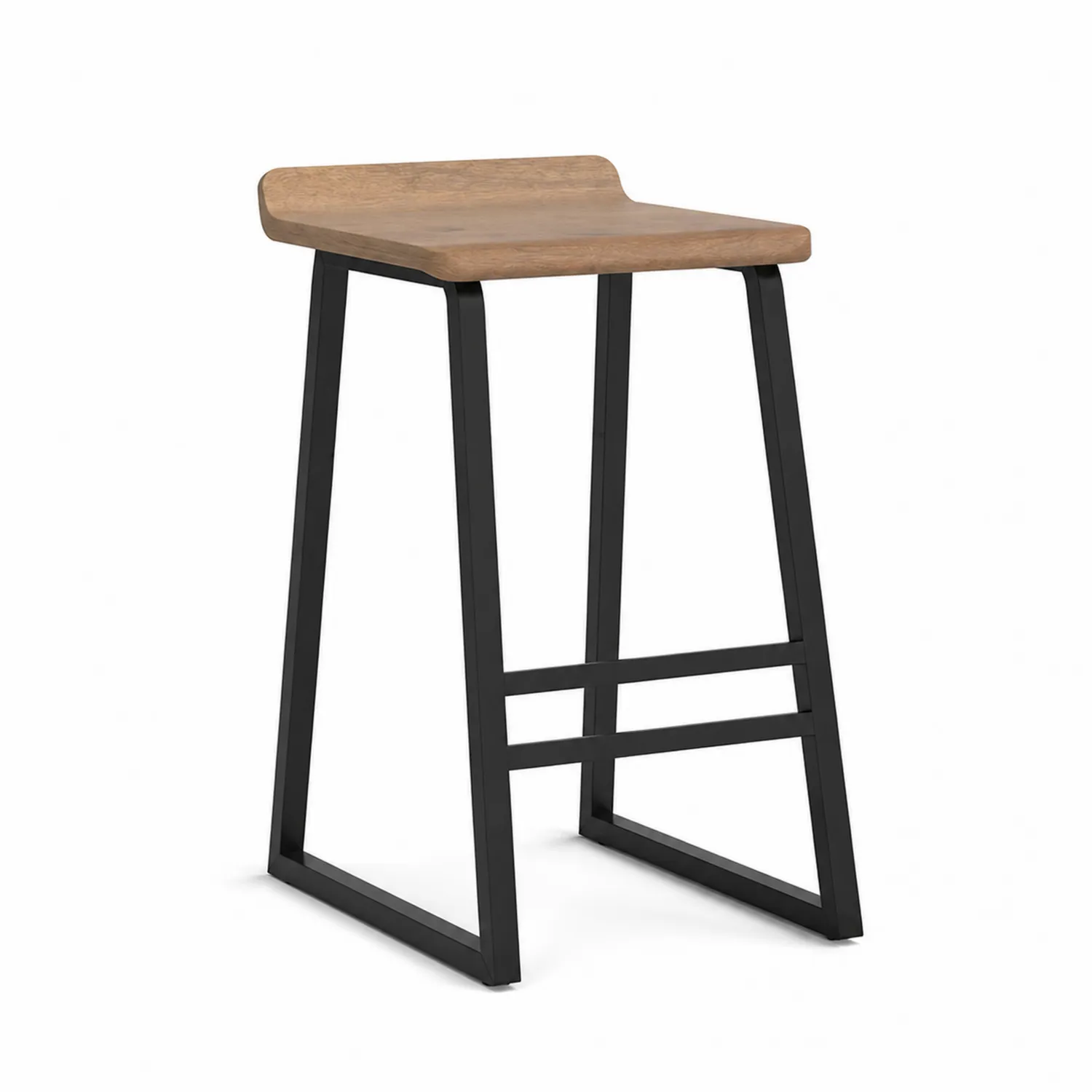 Tabouret de bar en bois et métal noir 75 cm