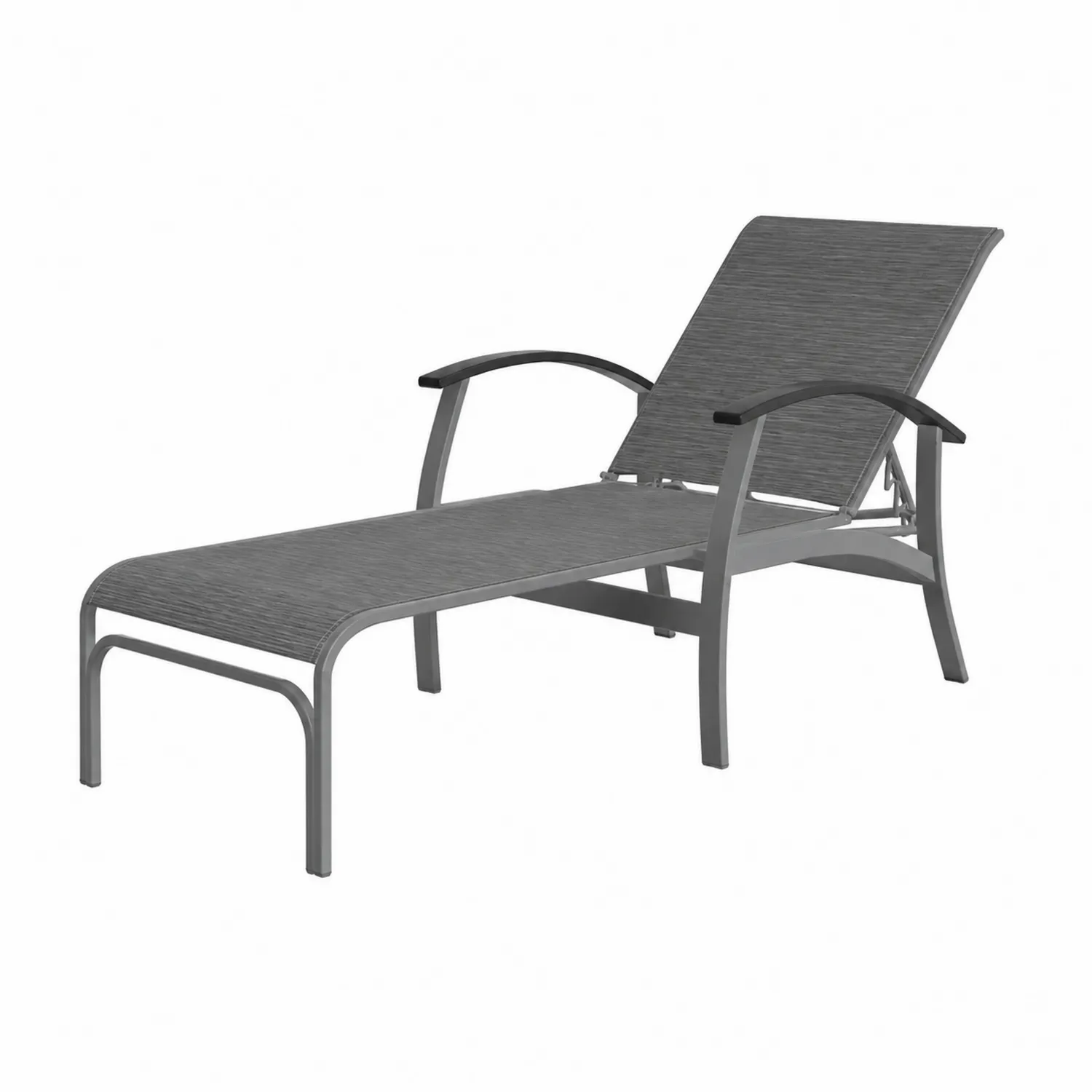 Chaise Longue Réglable en Aluminium et Textilène Gris