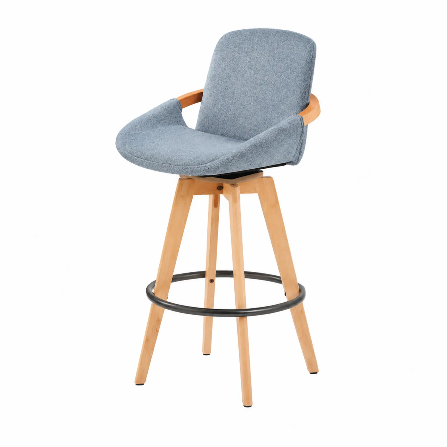 Tabouret de bar en Bois avec Revêtement en Polyester Bleu