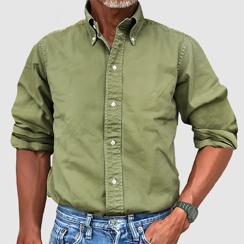 Men's Vintage Premium Washed Long Sleeve Shirt