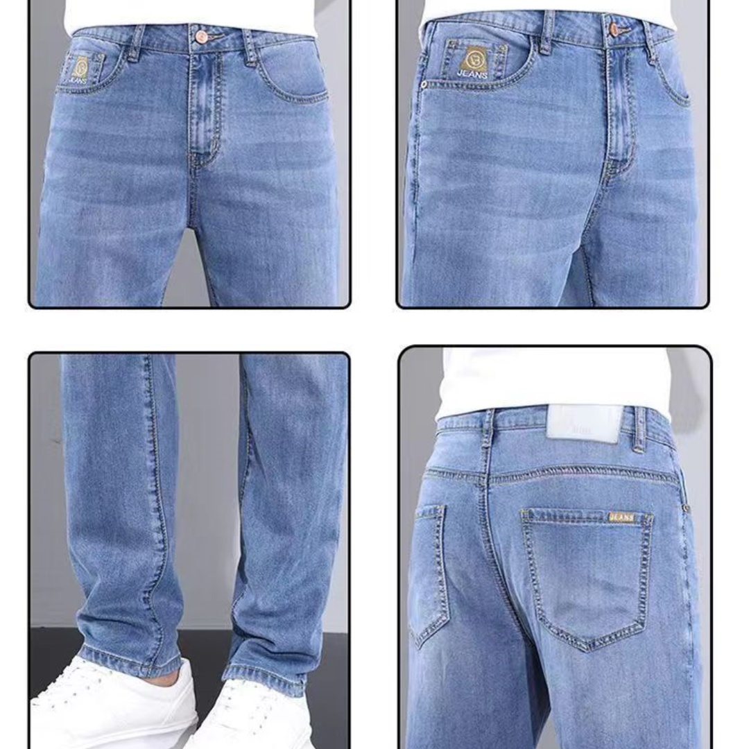Lyocell Tencel Jeans Men's Pants 2025 New Straight Blast Casual Denim Pants