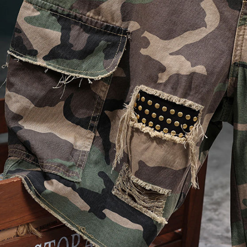 ⏰🔥50% off for a limited time + free shipping🔥⏰Men's studded camouflage cargo shorts