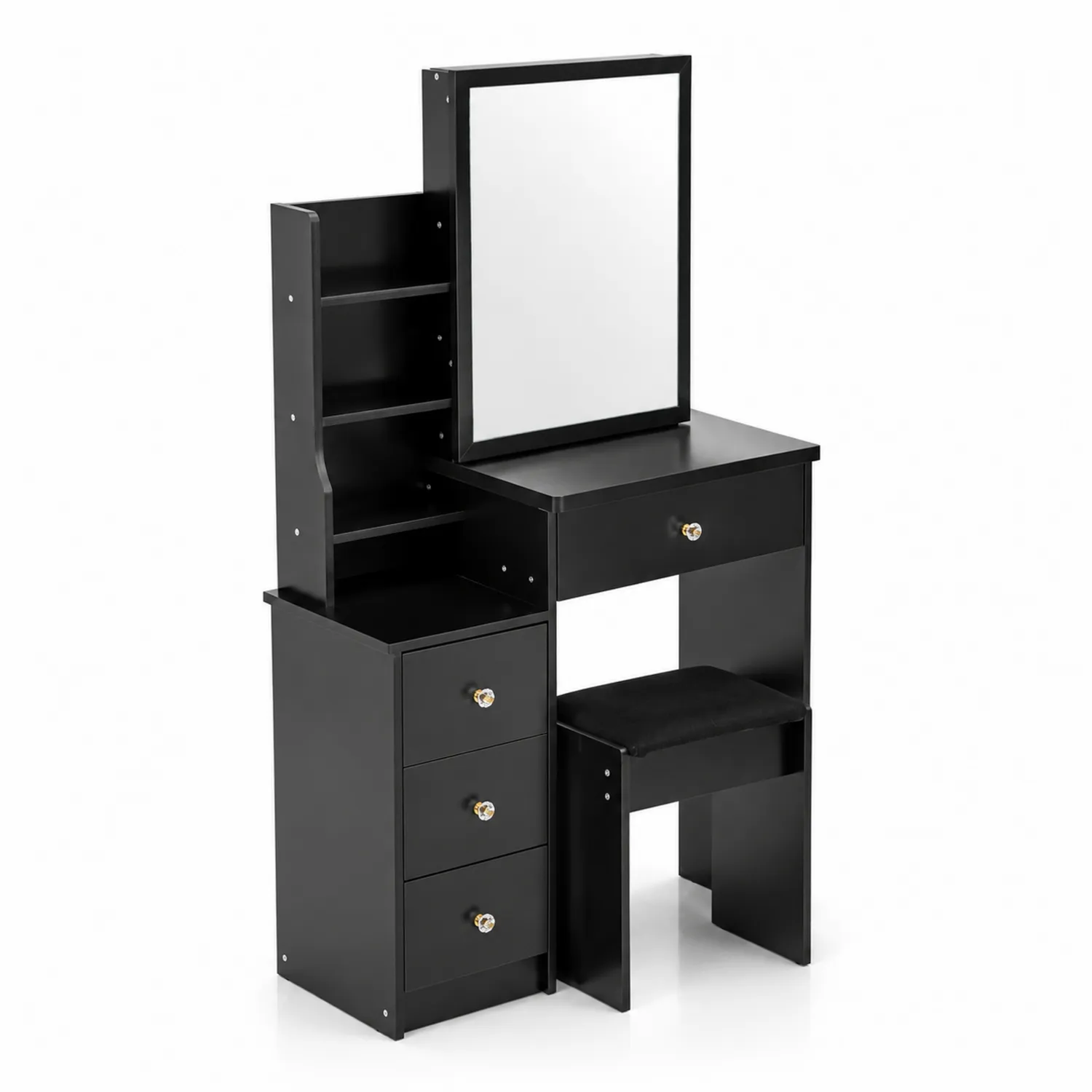 Schminktisch Set mit Hocker MDF Schwarz