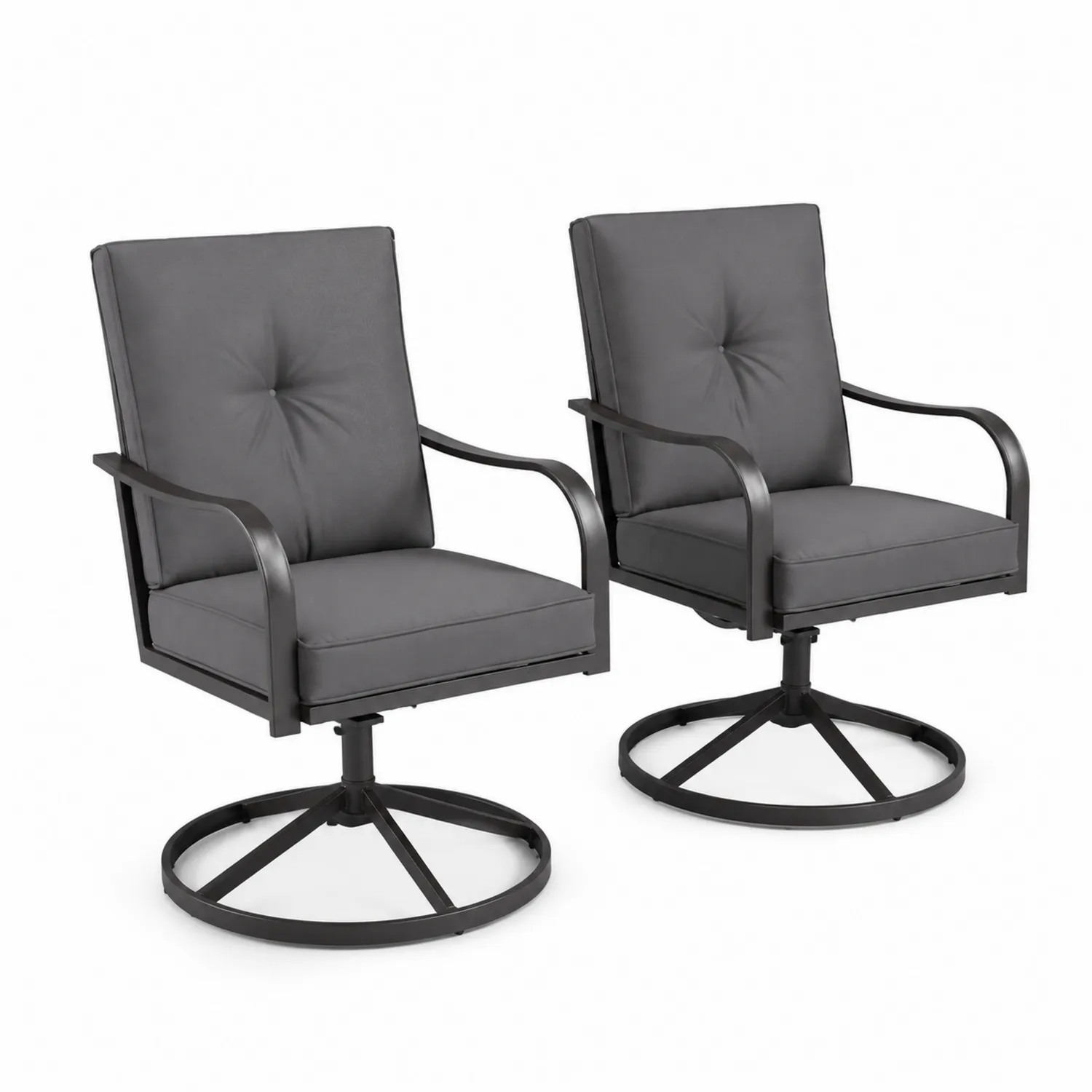 Metall-Gartenstühle mit Polster, Grau, 2er-Set