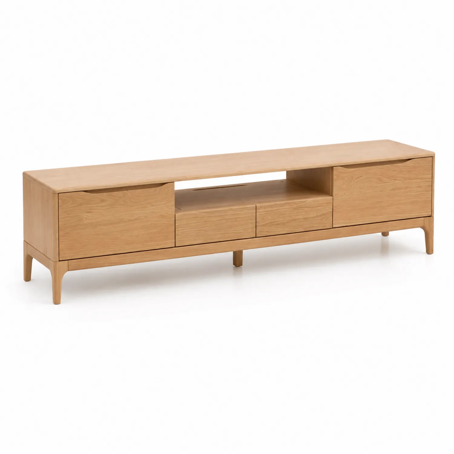 TV-Möbel aus Eichenholz mit Schubladen und Fächern, 200 cm