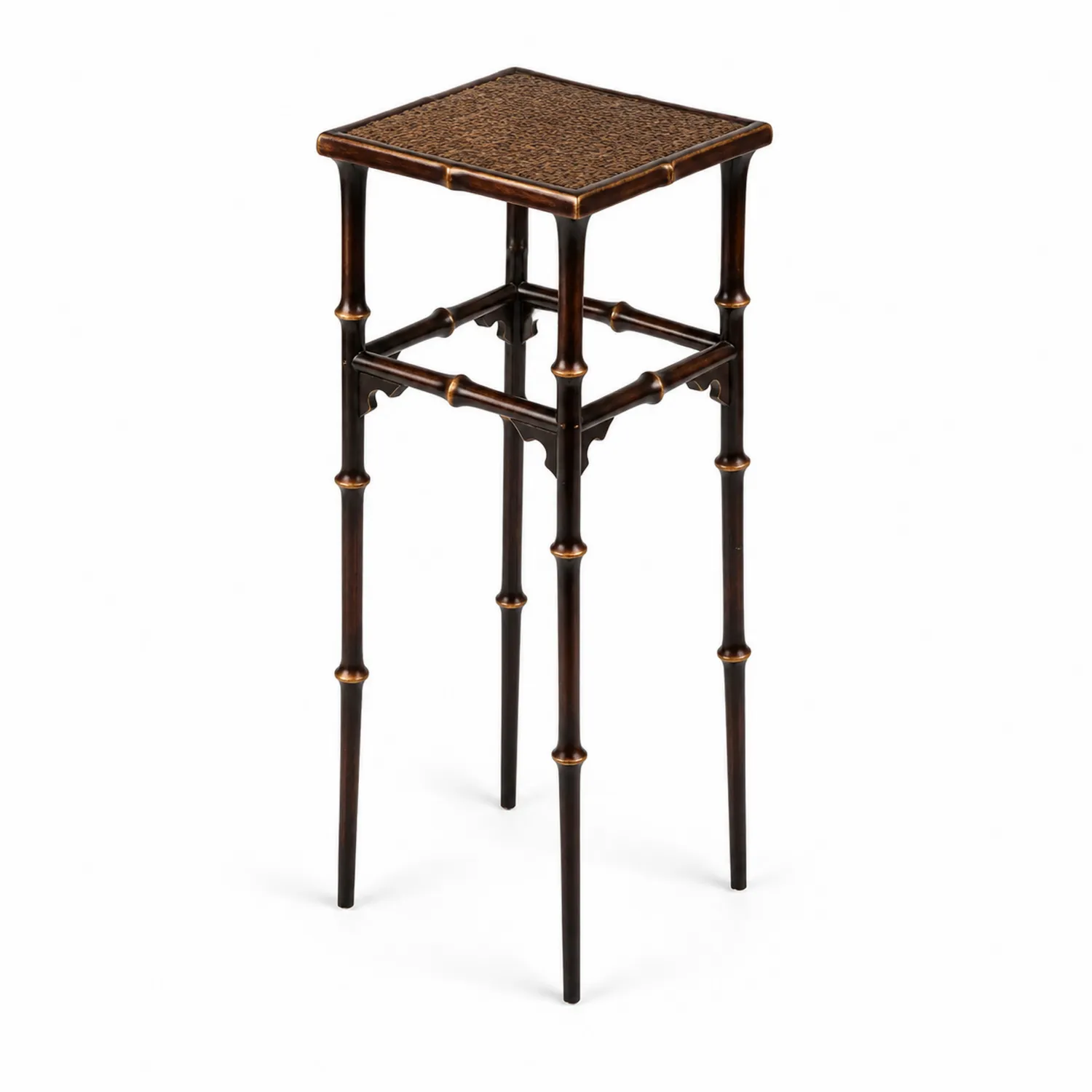 Beistelltisch Bambusoptik Metall und Holz Braun 80 cm
