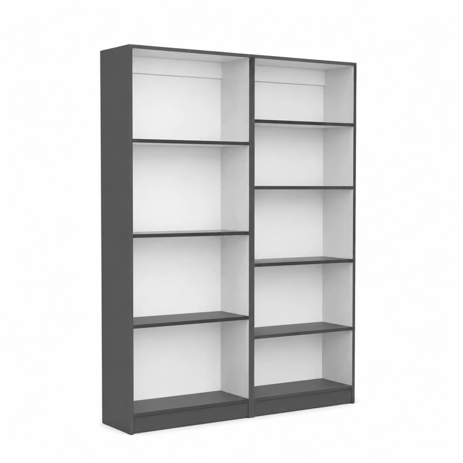 Bücherregal Set Holzfaserplatten Grau/Weiß 200x180x30 cm
