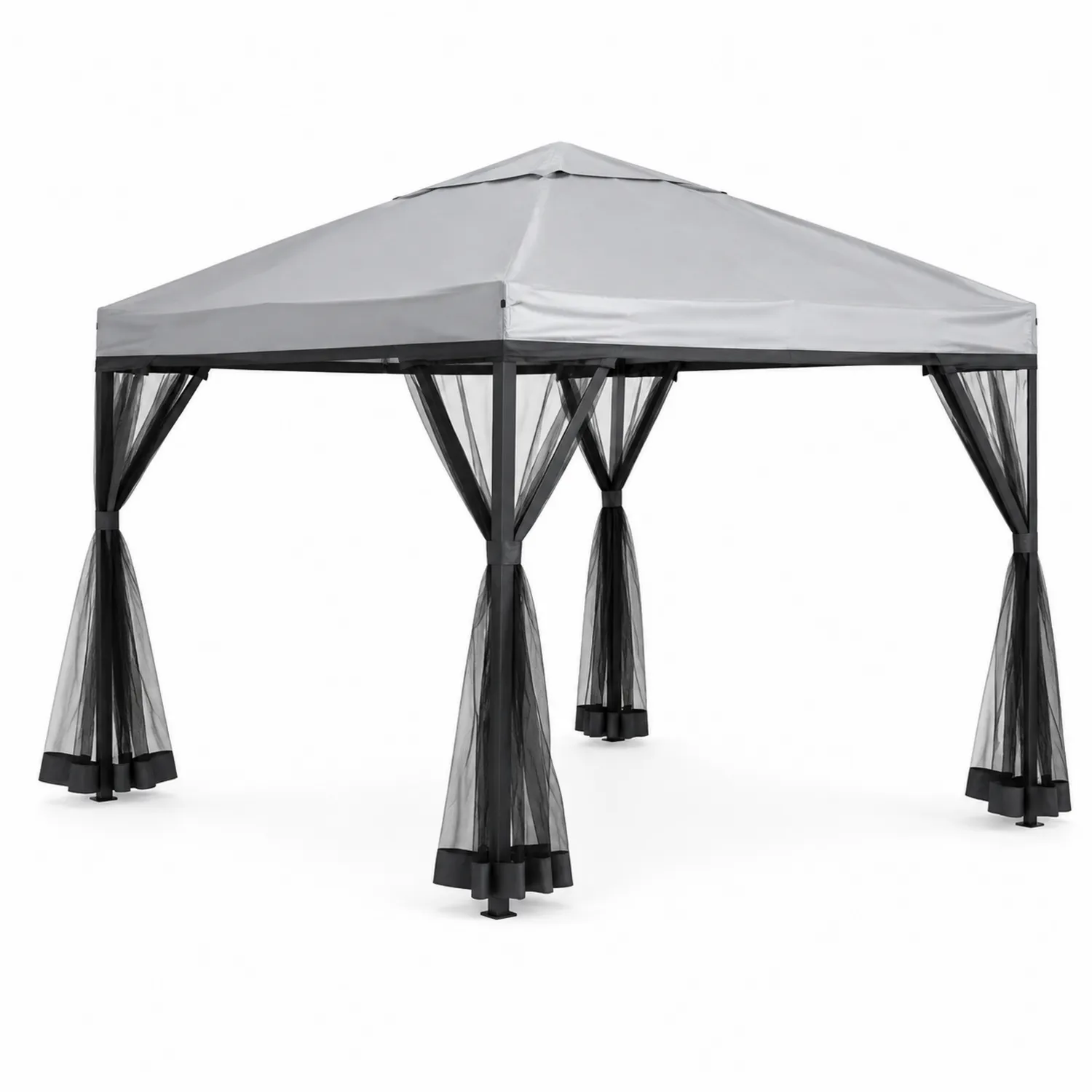 Pavillon Gartenzelt 3x3m Stahl Polyester Grau