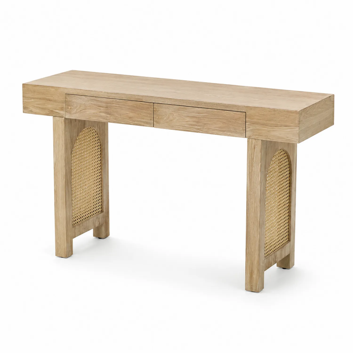 Konsolentisch Holz und Rattan Hellbraun
