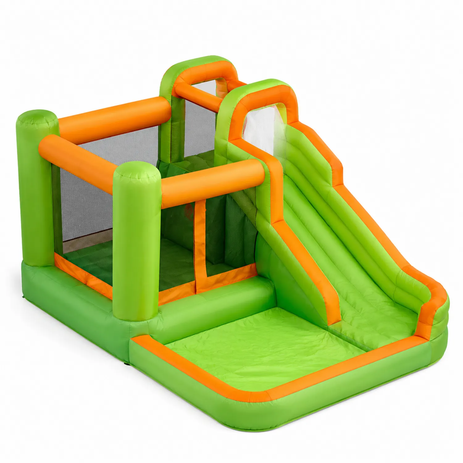 Hüpfburg mit Rutsche Grün/Orange PVC