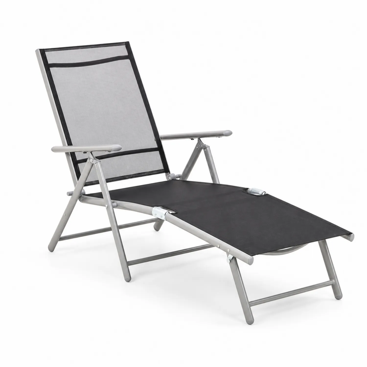 Outdoor Sonnenliege Aluminium Textilene Schwarz