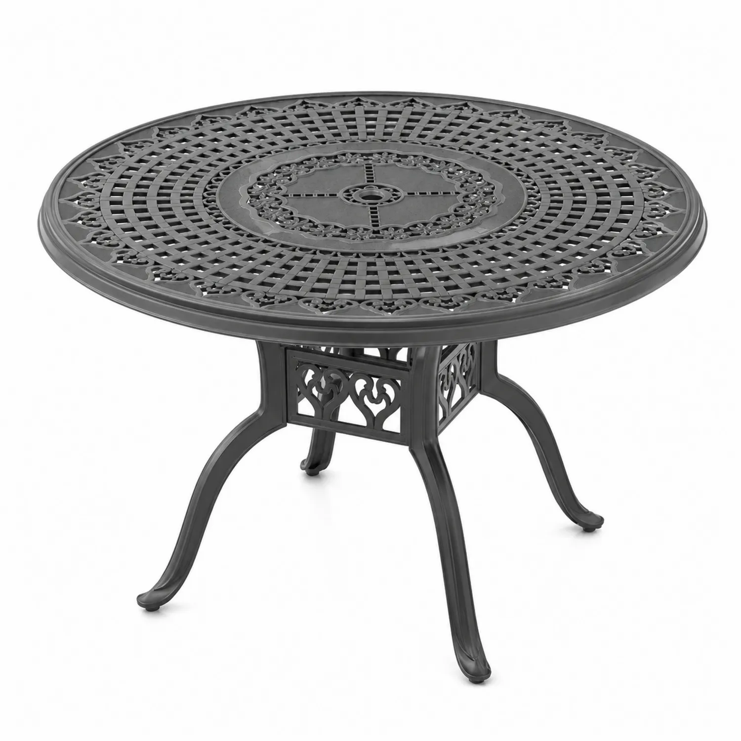 Runder Garten-Esstisch Aluminium Ø 120 cm Schwarz