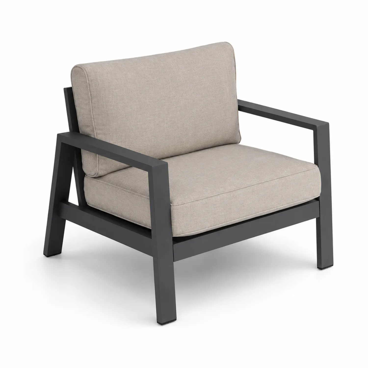 Outdoor-Clubstuhl Aluminium mit Polyester-Leinen Hellgrau
