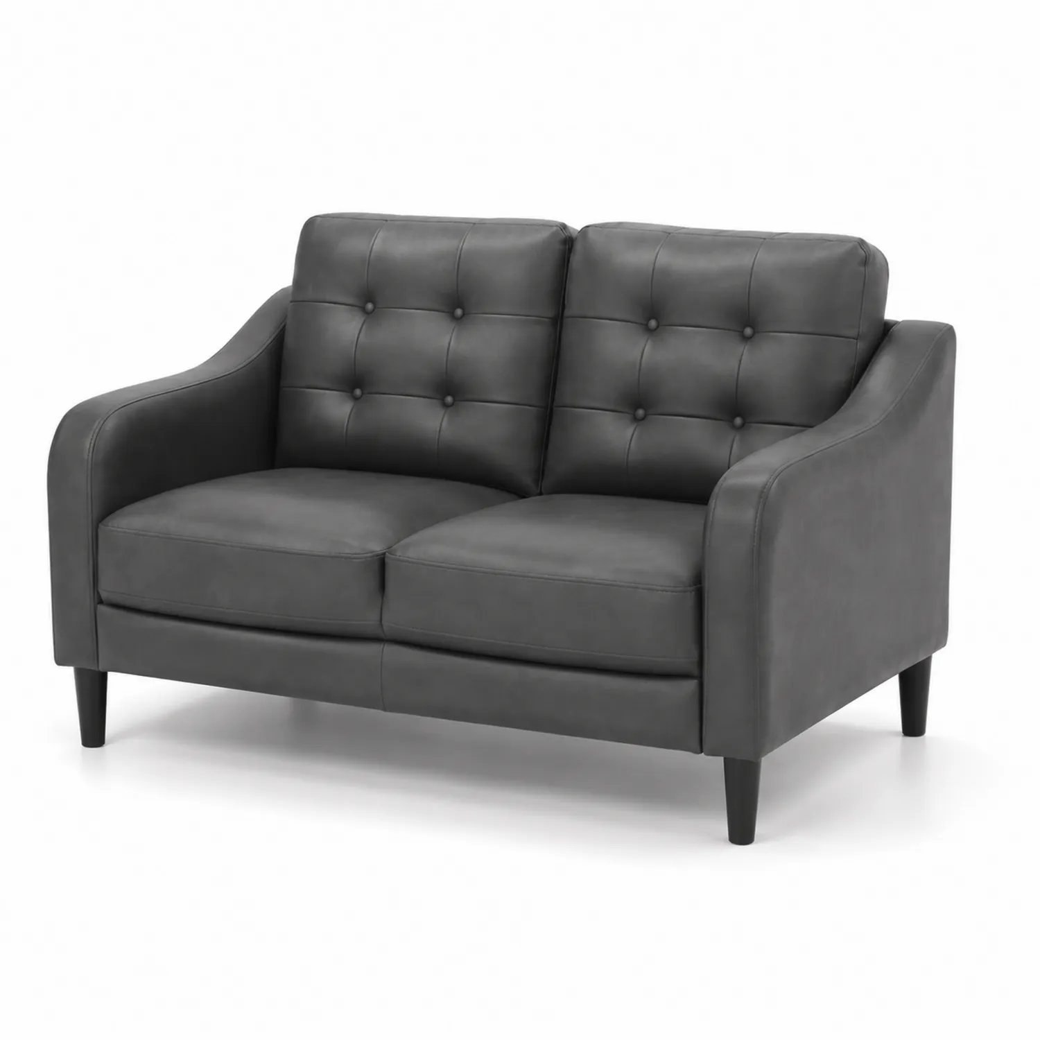 Zweisitzer Sofa Dunkelgrau Lederoptik