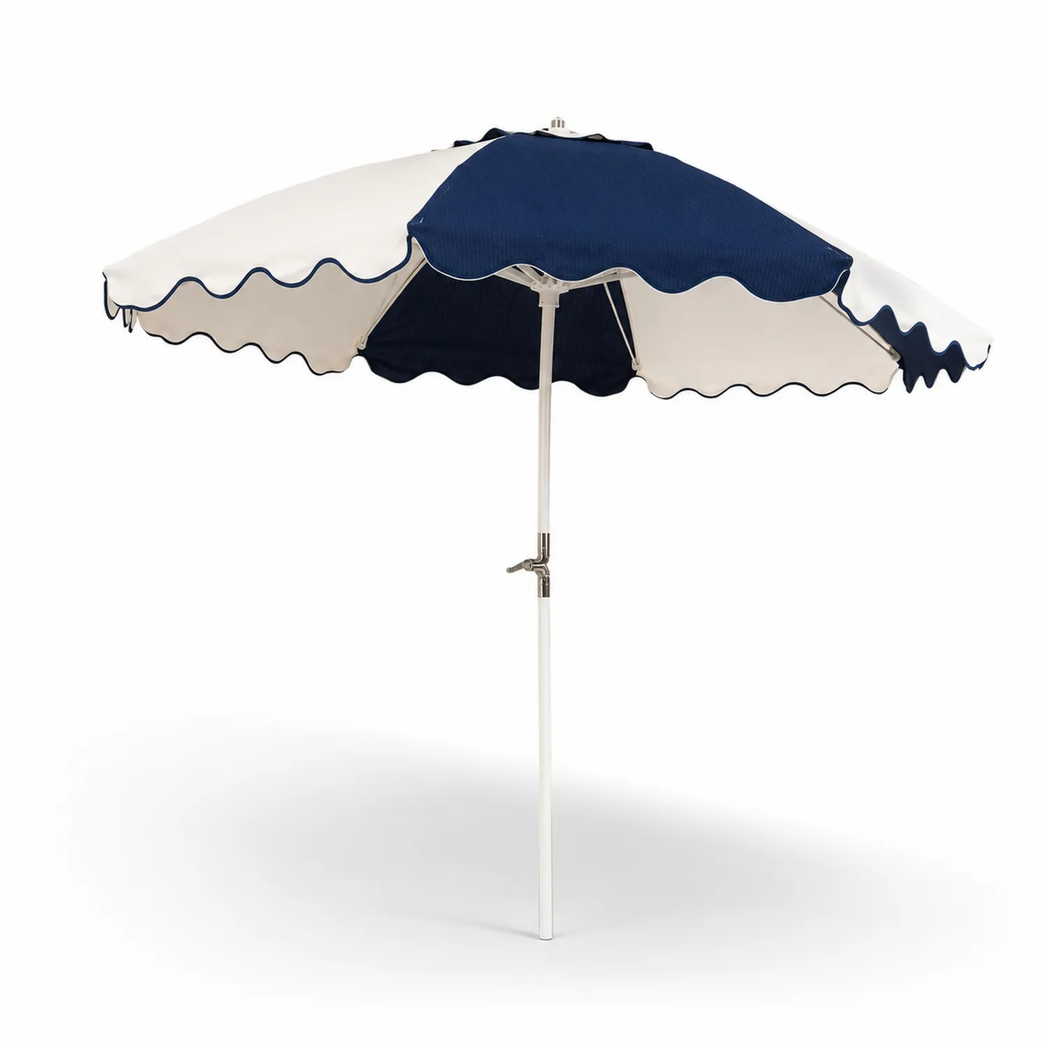 Runder Terrassenschirm 180 cm Aluminium Weiß/Blau