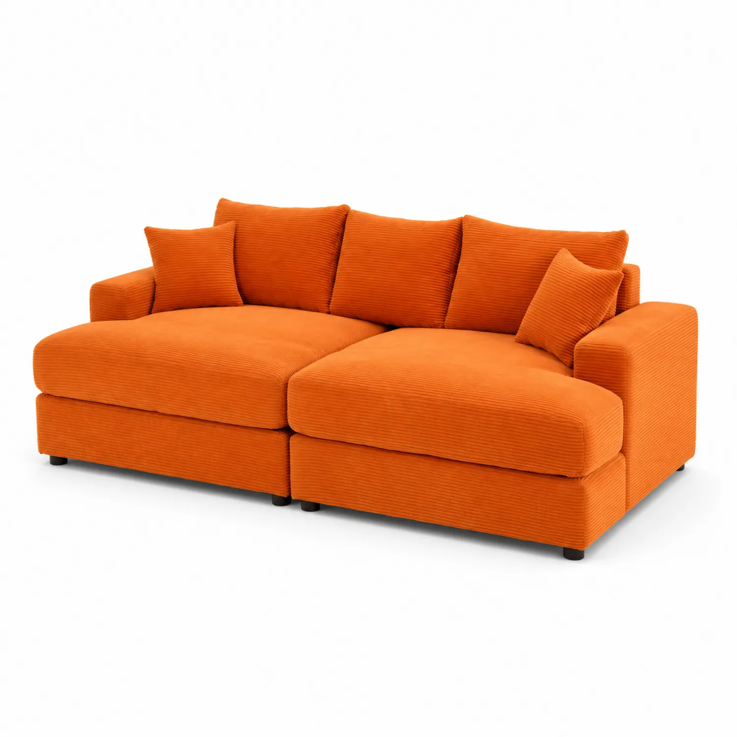 Ecksofa Cordstoff Orange L-Form 300x160x85 cm