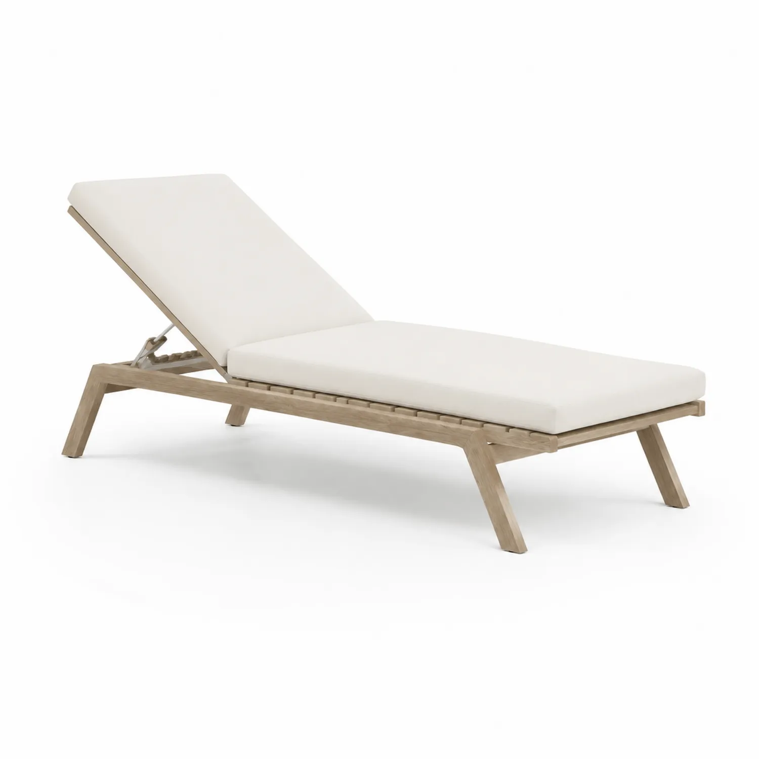 Outdoor Liegestuhl Teakholz verstellbar Polyester Weiß