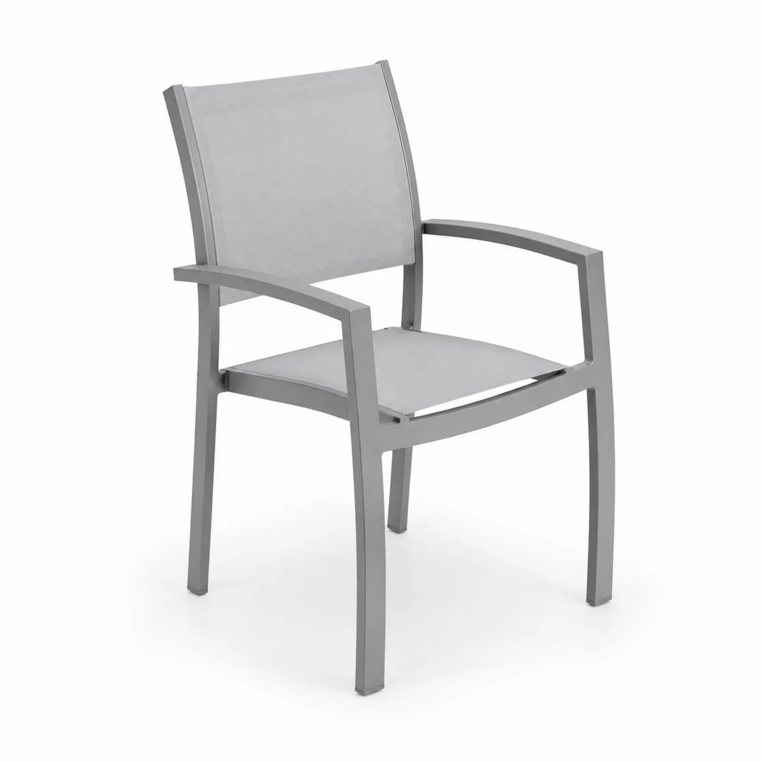 Gartenstuhl Aluminium Textilene Grau 56x65x92cm