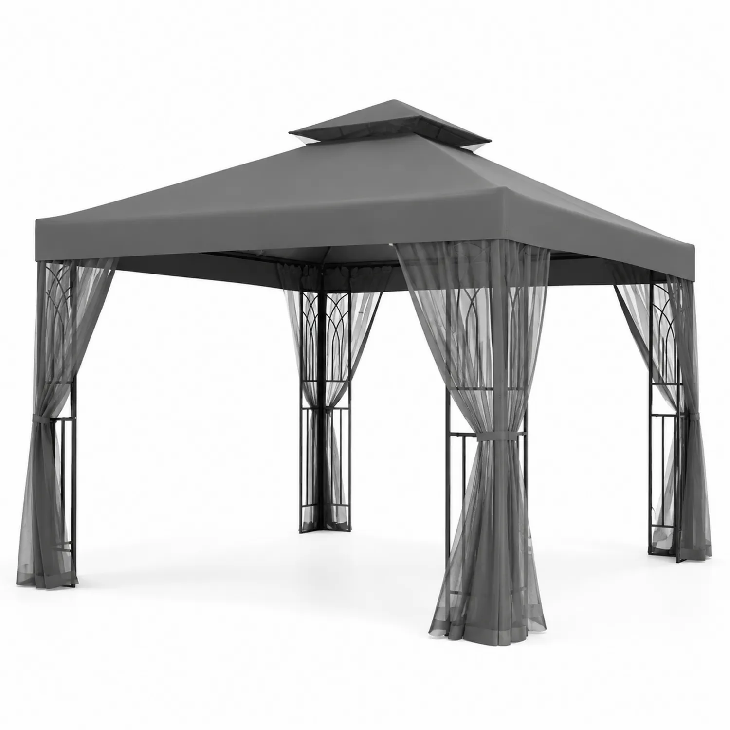 Pavillon 3x3m Stahl Polyester Grau
