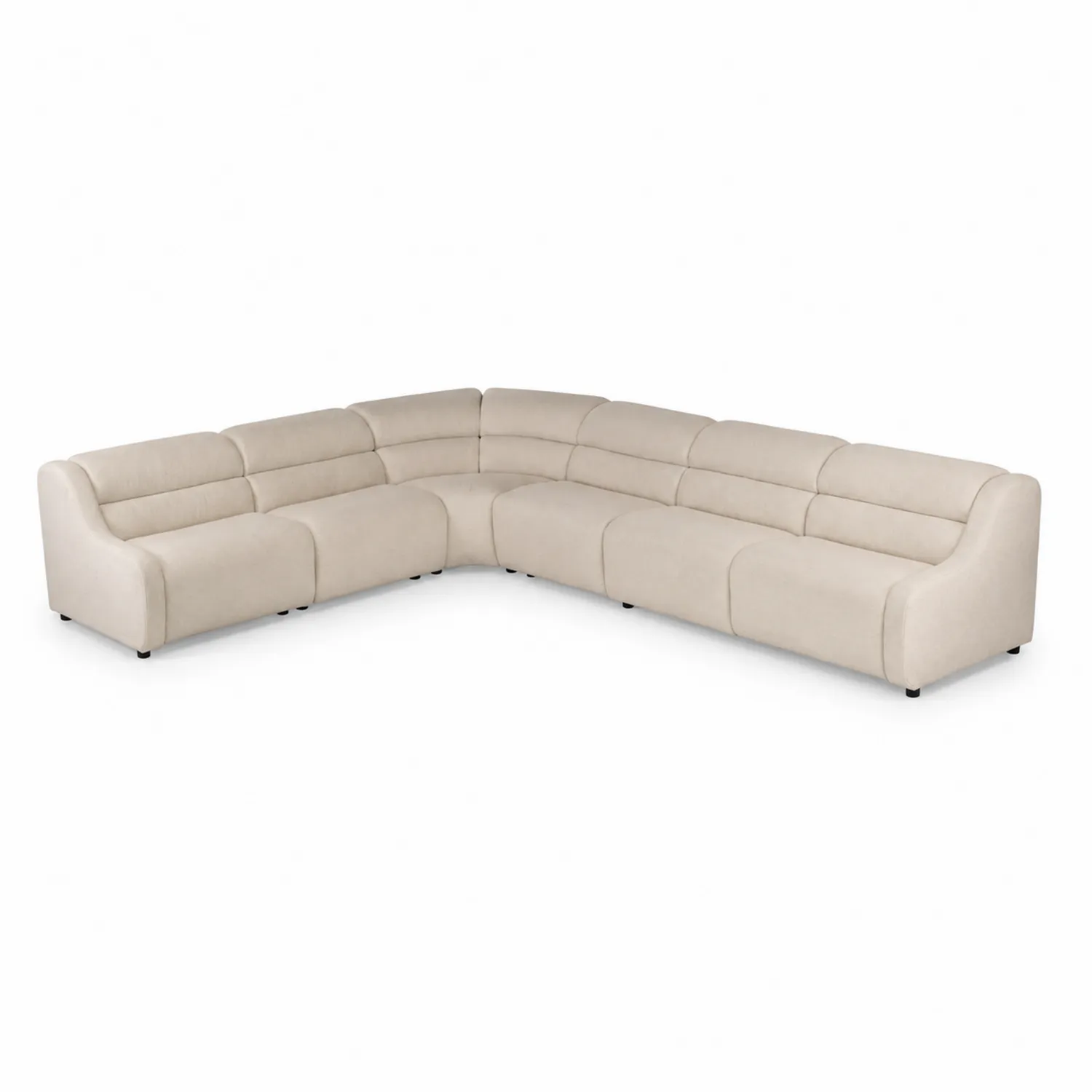 Modulares Ecksofa L-Form 6-Sitzer Polyester Beige