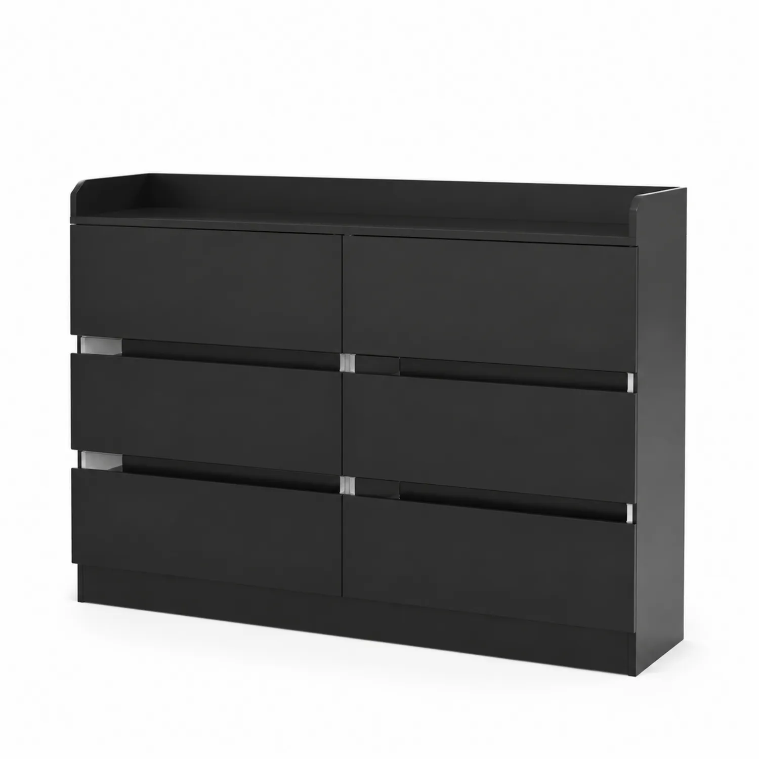 Holz Kommode mit 6 Schubladen Schwarz 120x40x95cm