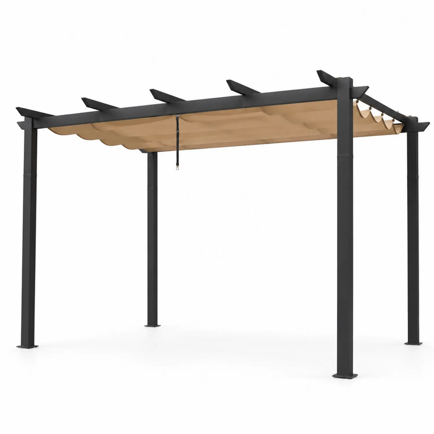 Pergola Aluminium Schwarz mit verstellbarem Polyesterdach 3x4 m