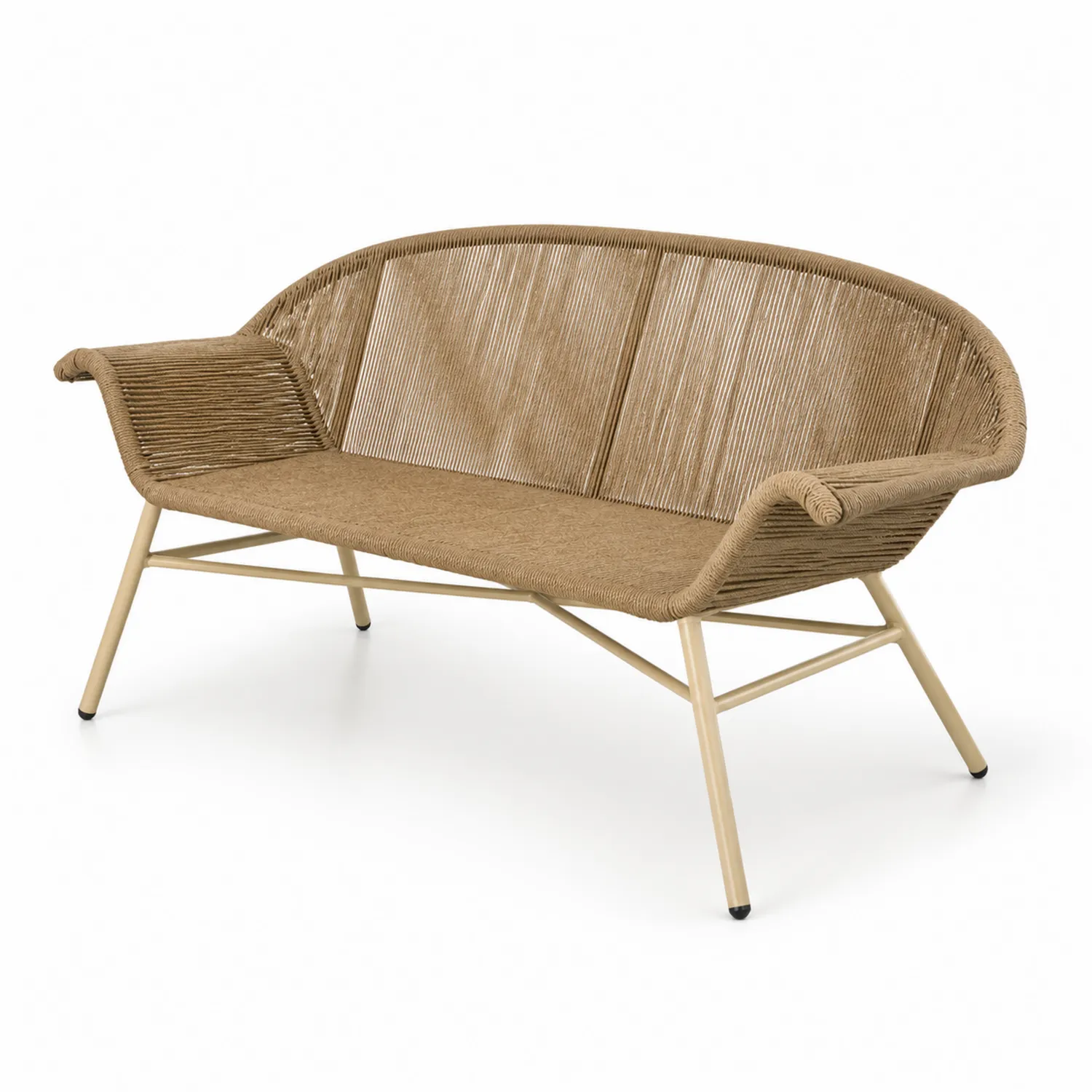 Outdoor Sofa 2-Sitzer Stahl Polypropylen Taupe