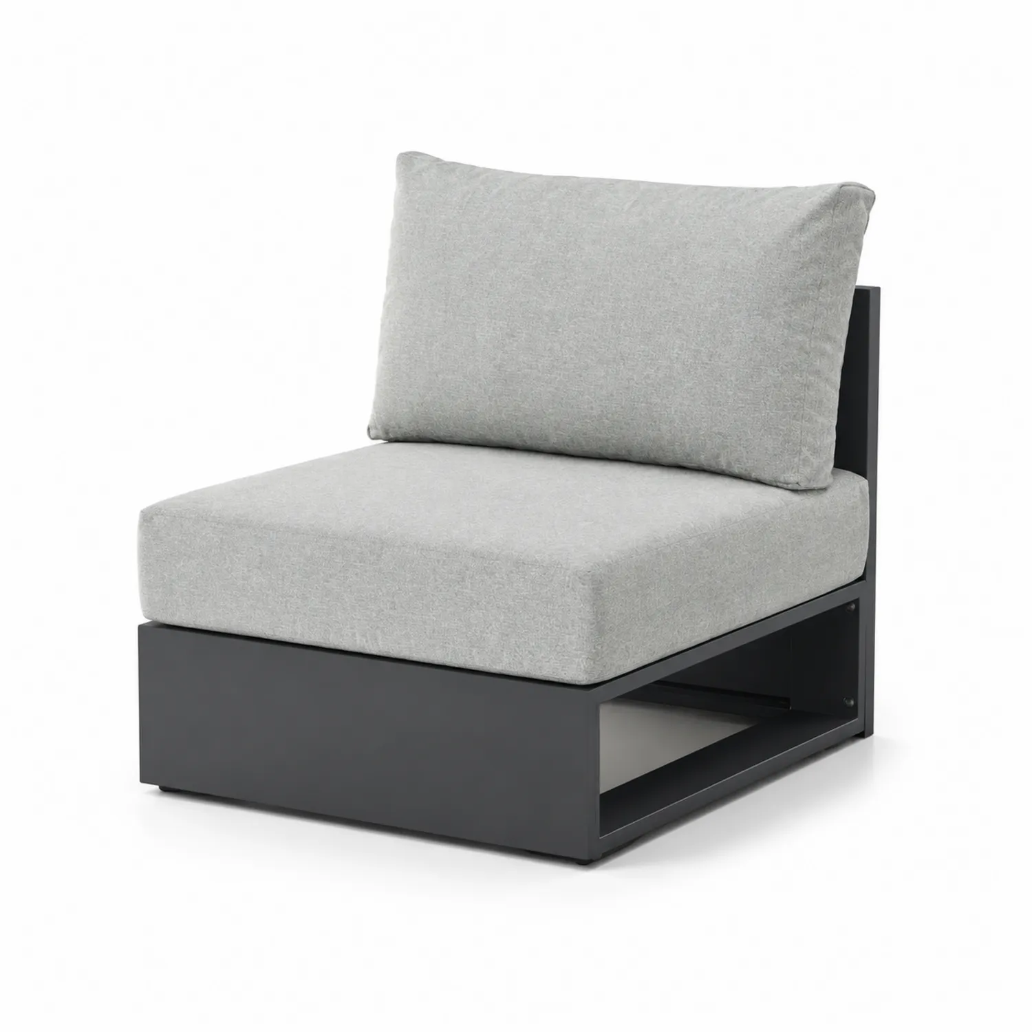 Outdoor-Sessel aus Aluminium mit Polyesterkissen Grau