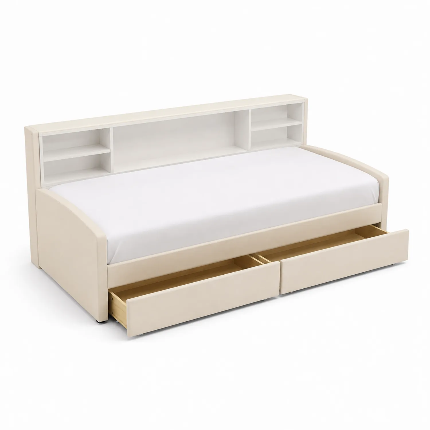 Tagesbett mit Schubladen und Regalen 200x90 cm MDF Beige