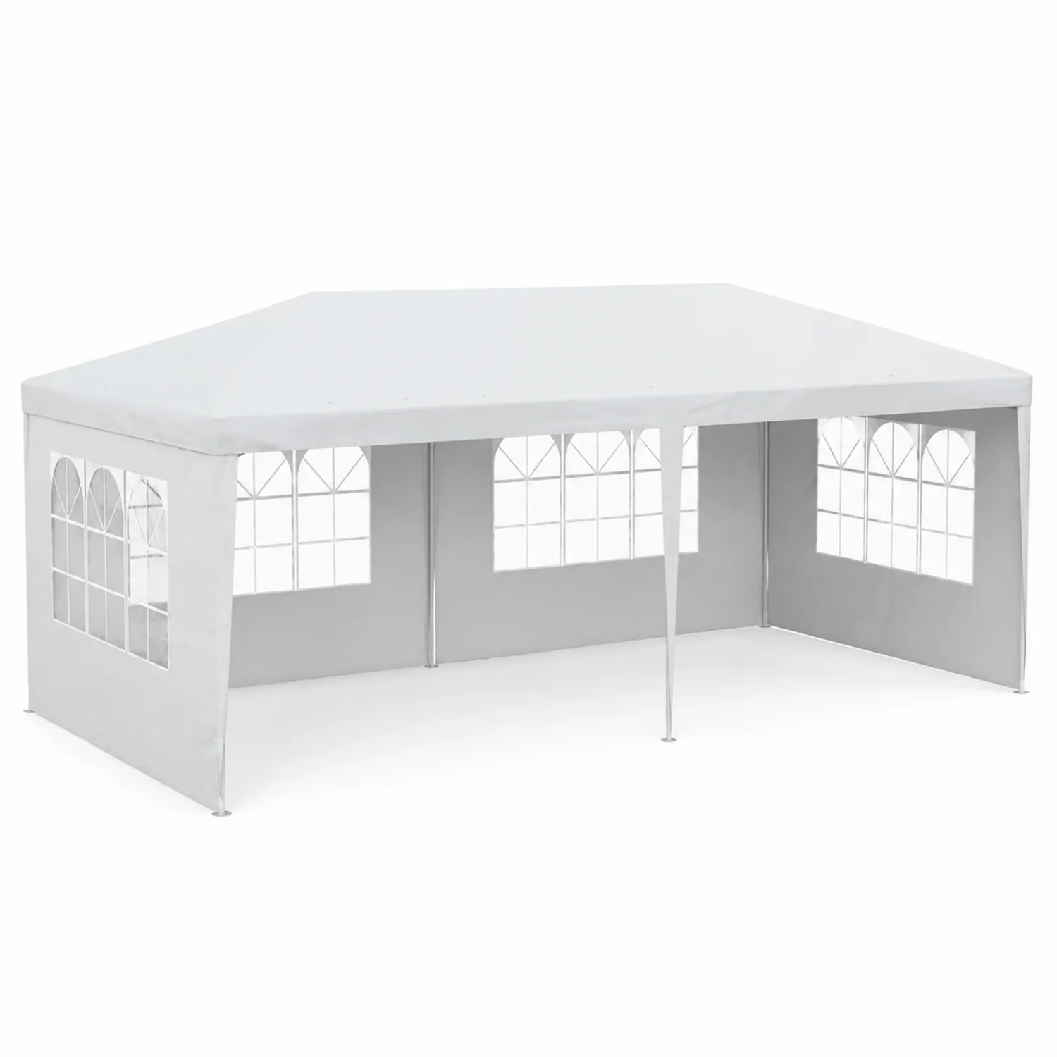 Pavillon Festzelt 6x3 m Stahl und Polyethylen Weiß