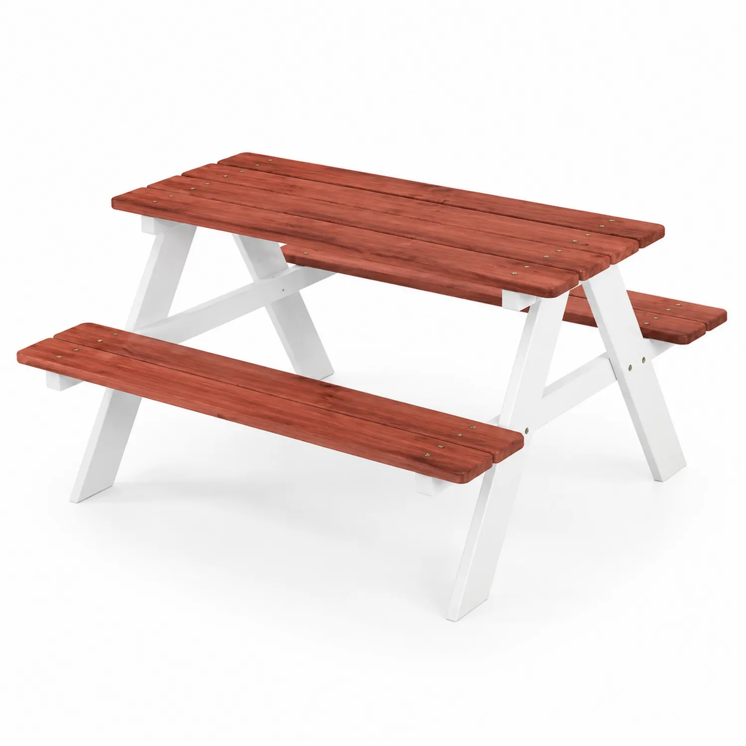 Picknicktisch Set Kiefernholz Rot/Weiß