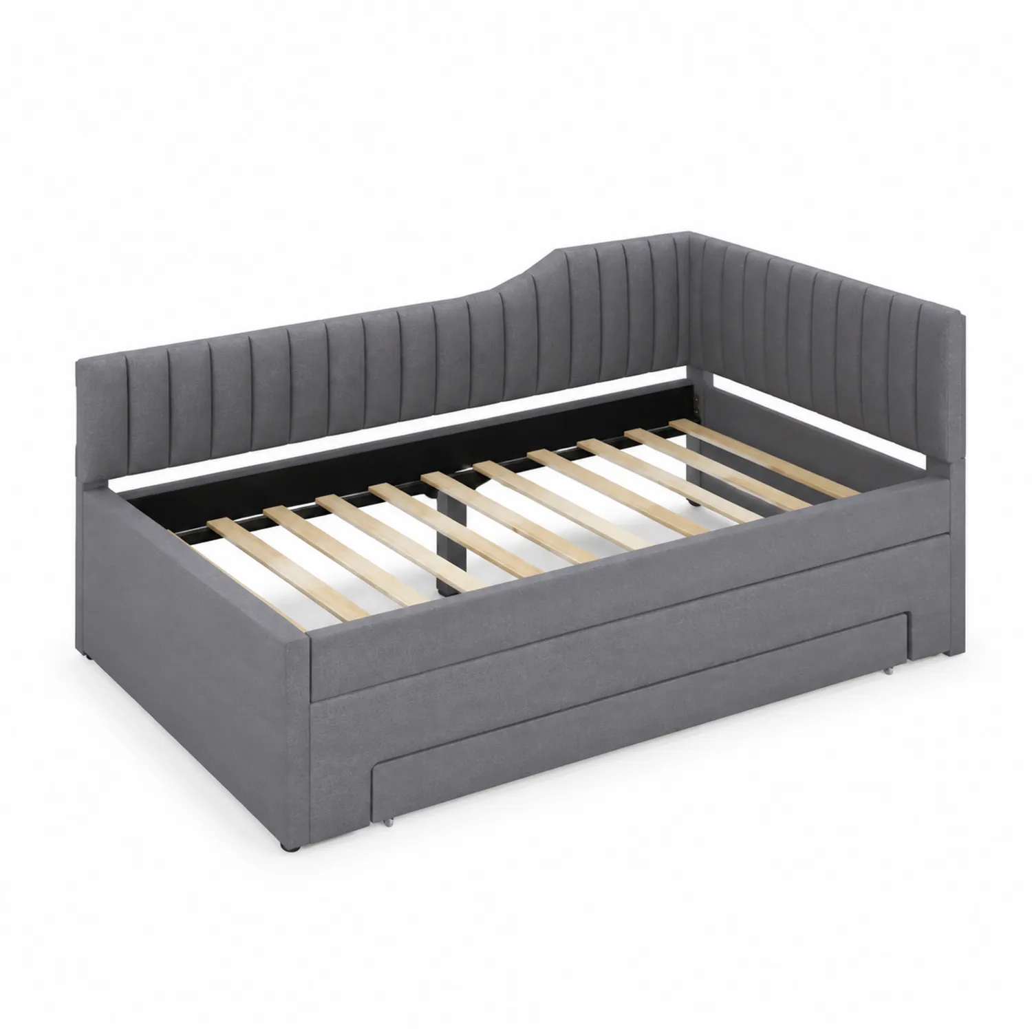 Tagesbett aus Holz und Polyestergewebe Grau