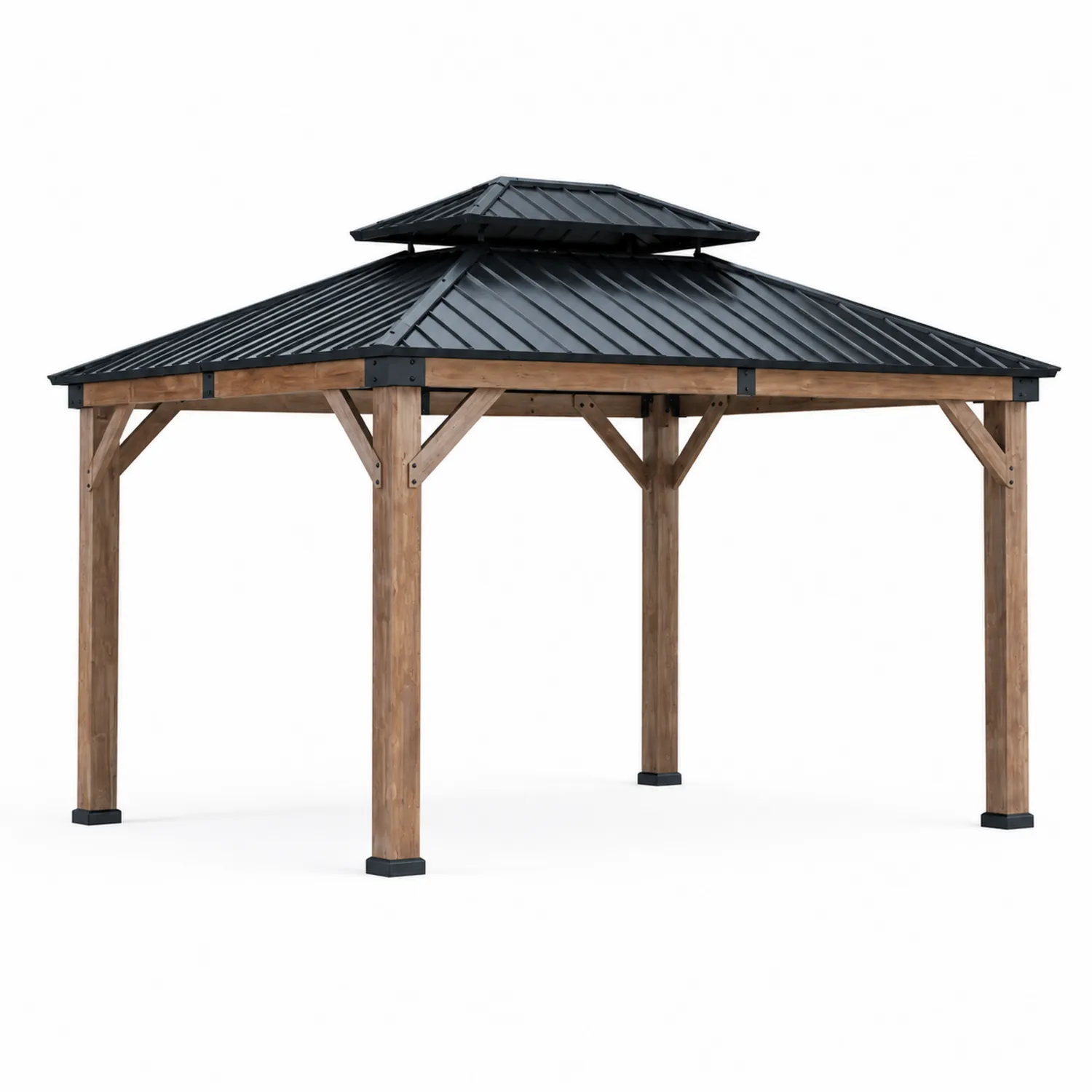 Gartenpavillon mit Aluminiumrahmen und Stahldach Braun/Schwarz