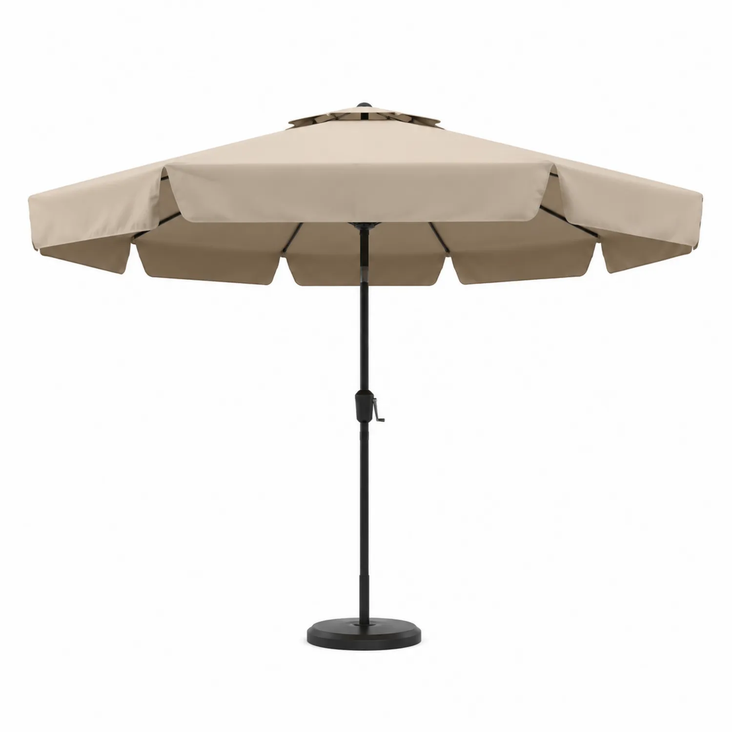 Sombrilla Redonda 300 cm Acero y Poliéster Beige con Base