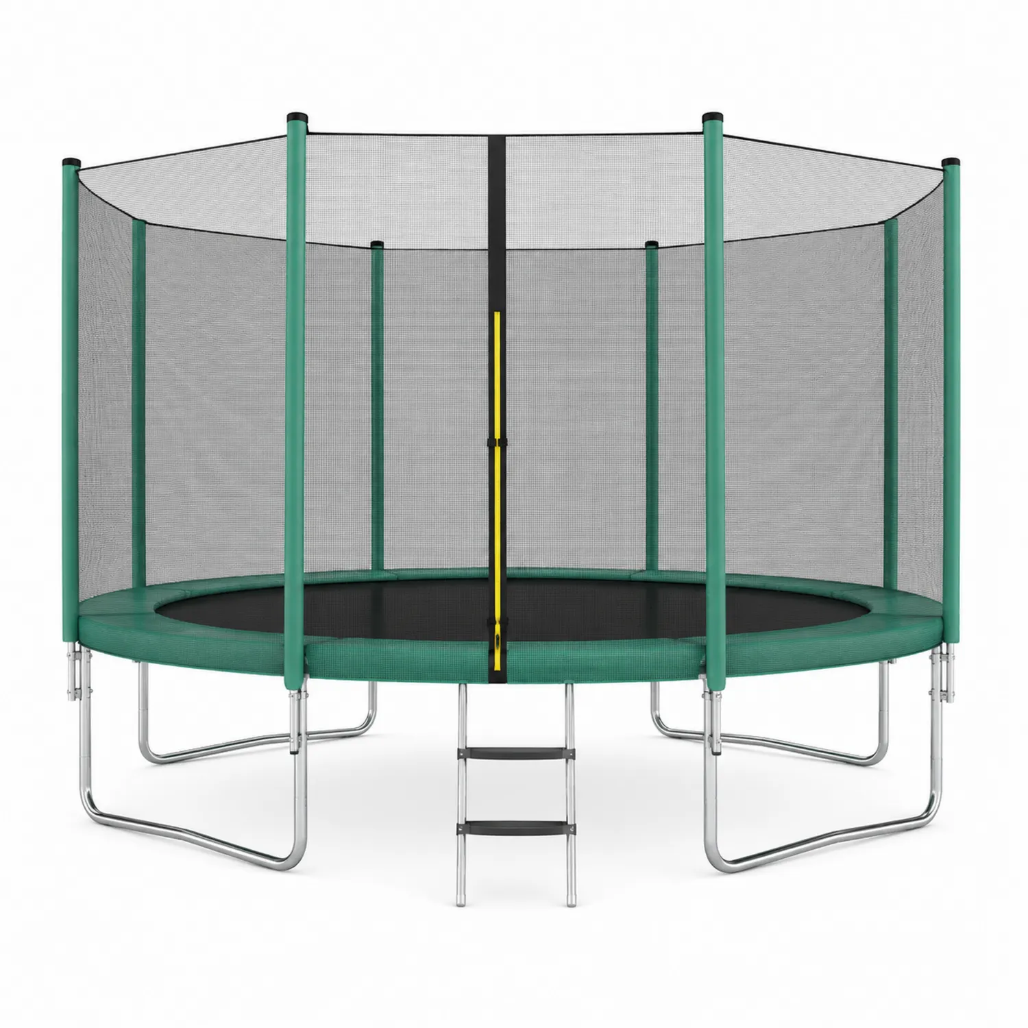 Cama elástica redonda 305 cm con red de seguridad y escalera, acero galvanizado y polipropileno