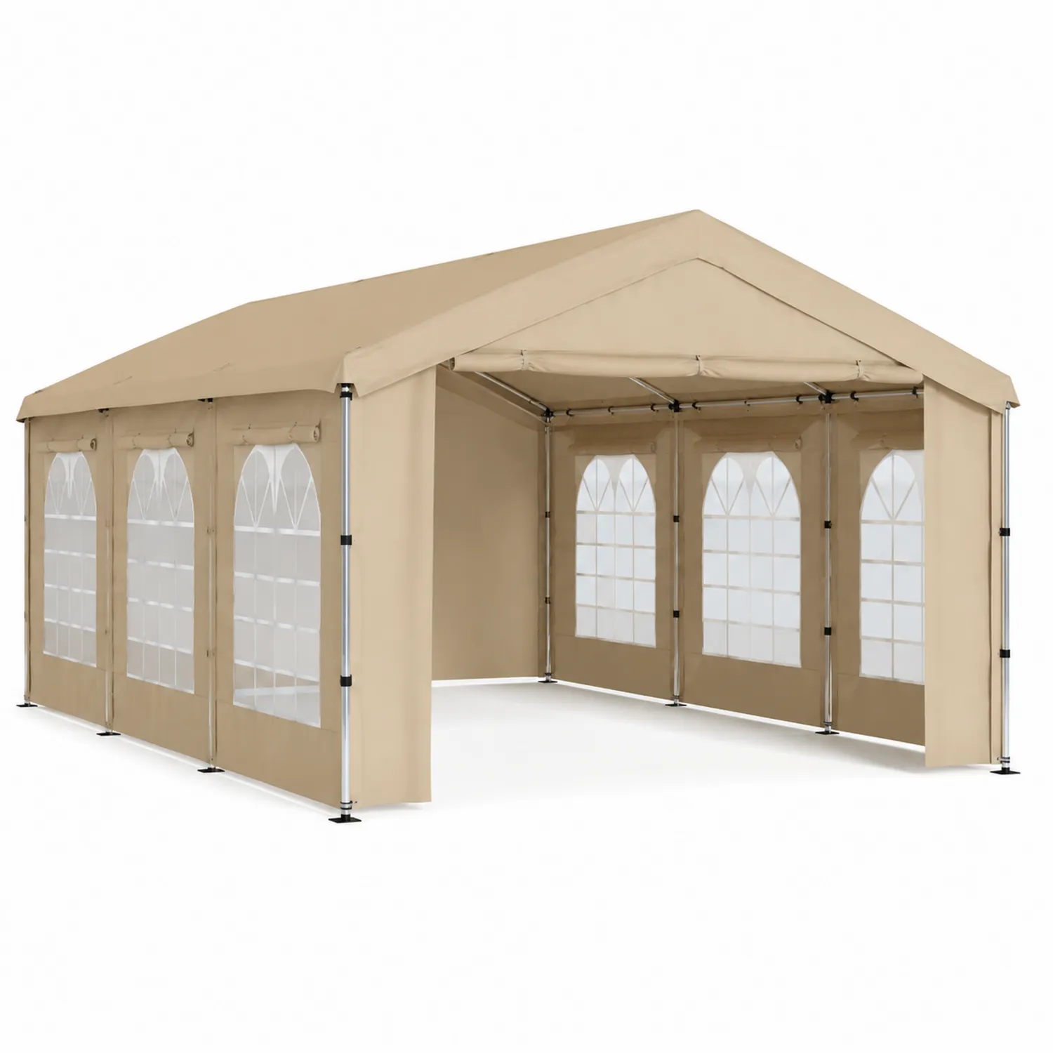 Carpa de Fiesta Beige 6x3 m con Estructura de Acero y Poliéster