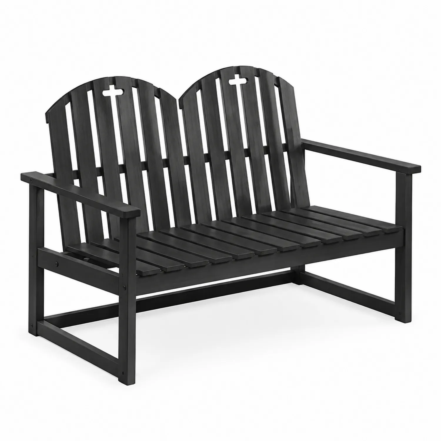 Banco de jardín de madera de eucalipto negro 120 cm