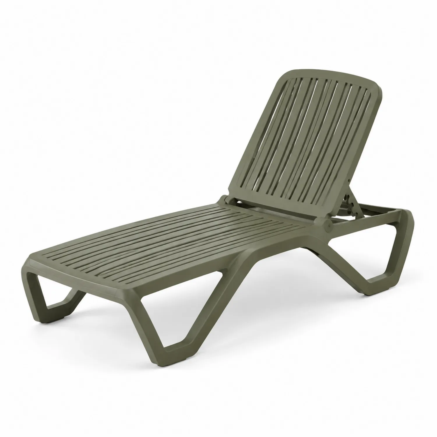 Tumbona de plástico ajustable para exterior Verde Oliva