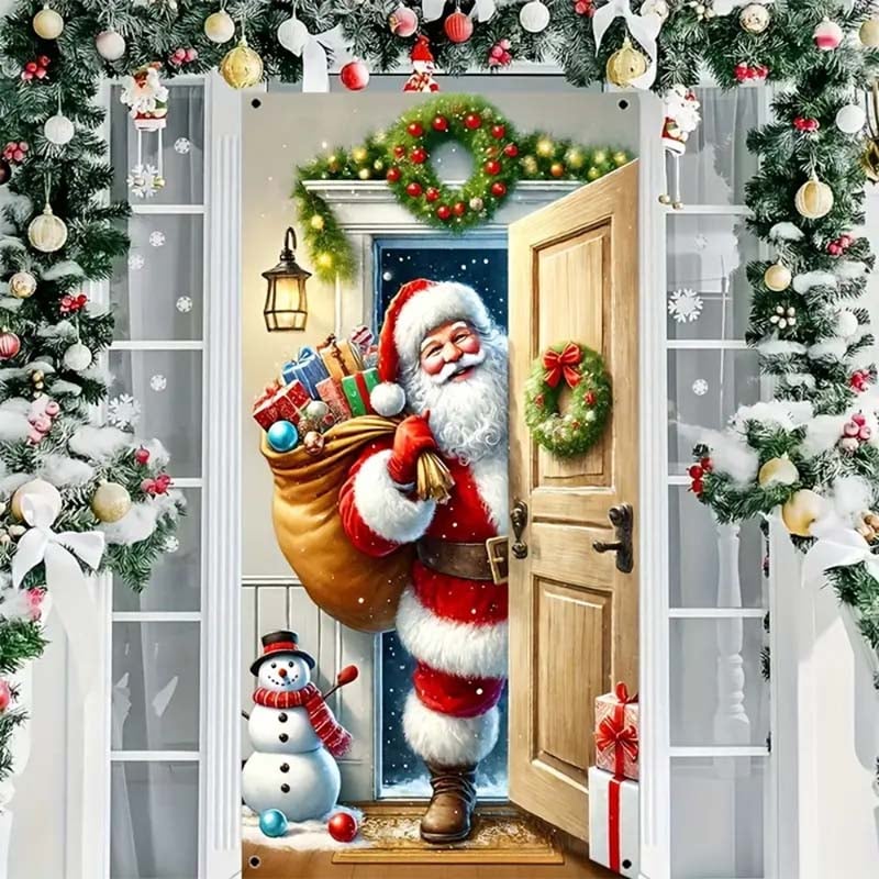 🎄TikTok Christmas Last Day Sale -70% OFF✨Santa Claus Door Frame Banner - Merry Christmas & Happy New Year🎅🎁