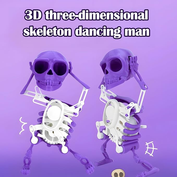 🎁TikTok Last Day Sale - 70% OFF🔥Skeleton Dancing and Swinging Clockwork, 3D Printing Dancing Skull Toy Swing Skeleton Figurine Desktop Ornaments Halloween Decorations