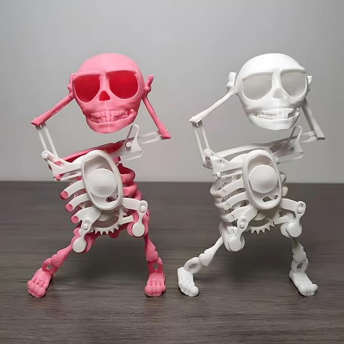 🎁TikTok Last Day Sale - 70% OFF🔥Skeleton Dancing and Swinging Clockwork, 3D Printing Dancing Skull Toy Swing Skeleton Figurine Desktop Ornaments Halloween Decorations