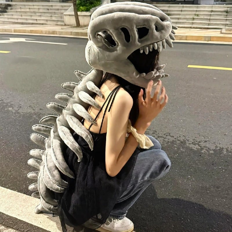 🎁TikTok Last Day Sale - 70% OFF🎉Dinosaur Skeleton Plush Toy Headgear Hat 🦕
