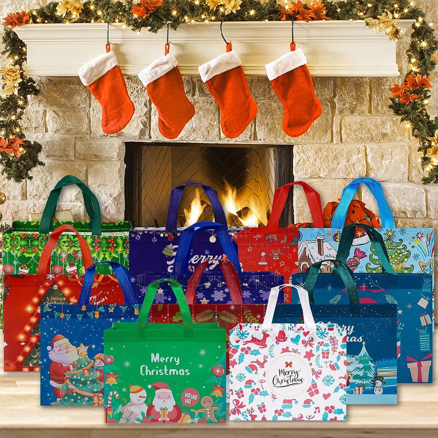 🎄Christmas Gift Bags Large Reusable Tote Bags
