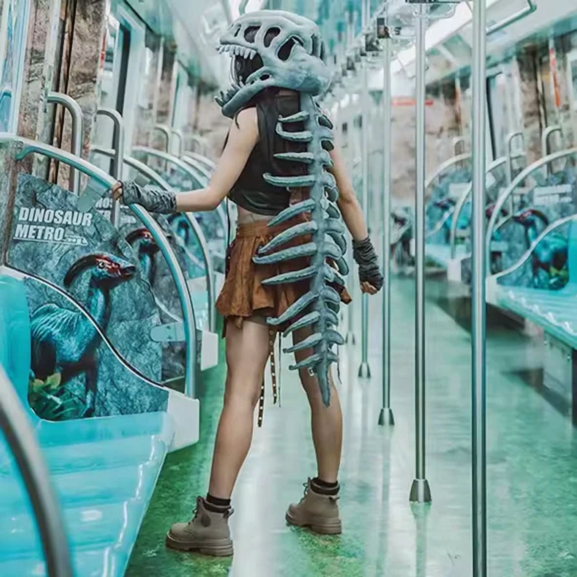 🎁TikTok Last Day Sale - 70% OFF🎉Dinosaur Skeleton Plush Toy Headgear Hat 🦕