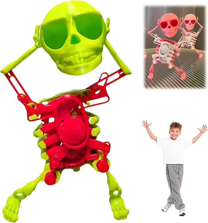 🎁TikTok Last Day Sale - 70% OFF🔥Skeleton Dancing and Swinging Clockwork, 3D Printing Dancing Skull Toy Swing Skeleton Figurine Desktop Ornaments Halloween Decorations