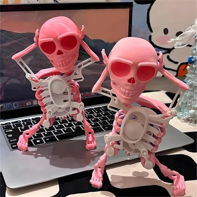 🎁TikTok Last Day Sale - 70% OFF🔥Skeleton Dancing and Swinging Clockwork, 3D Printing Dancing Skull Toy Swing Skeleton Figurine Desktop Ornaments Halloween Decorations
