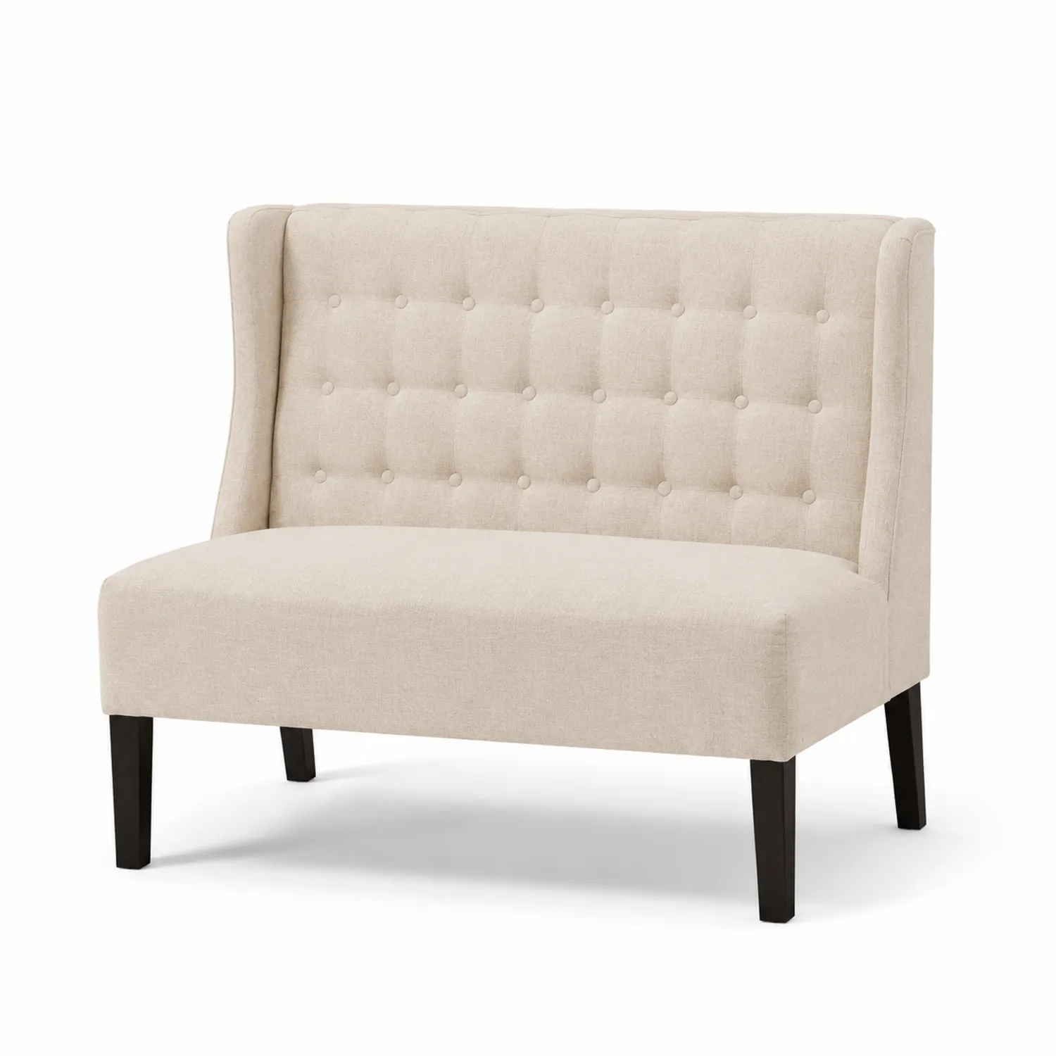 Sofá Loveseat de Tela Crema con Patas de Madera