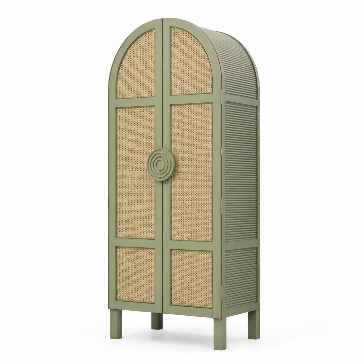 Armario de madera y ratán verde
